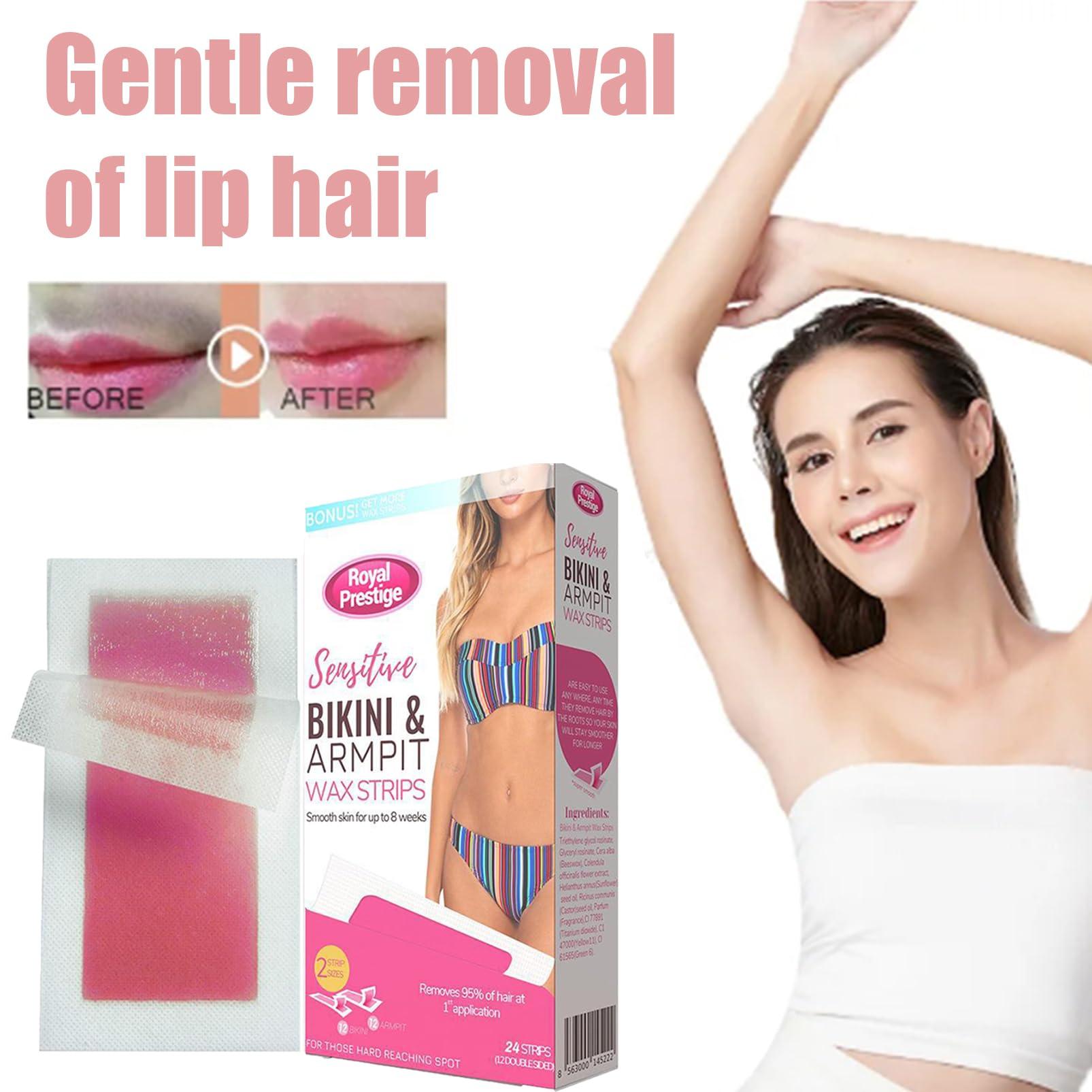 HERBENJOY Facial Hair Removal Wax Strips - Women's Facial Hair Removal Wax Strips, Includes 24 Strips of Facial Hair Removal, Long Lasting Smoothness, Eyebrow Cold Removal Wax Strips, Double Sided Use