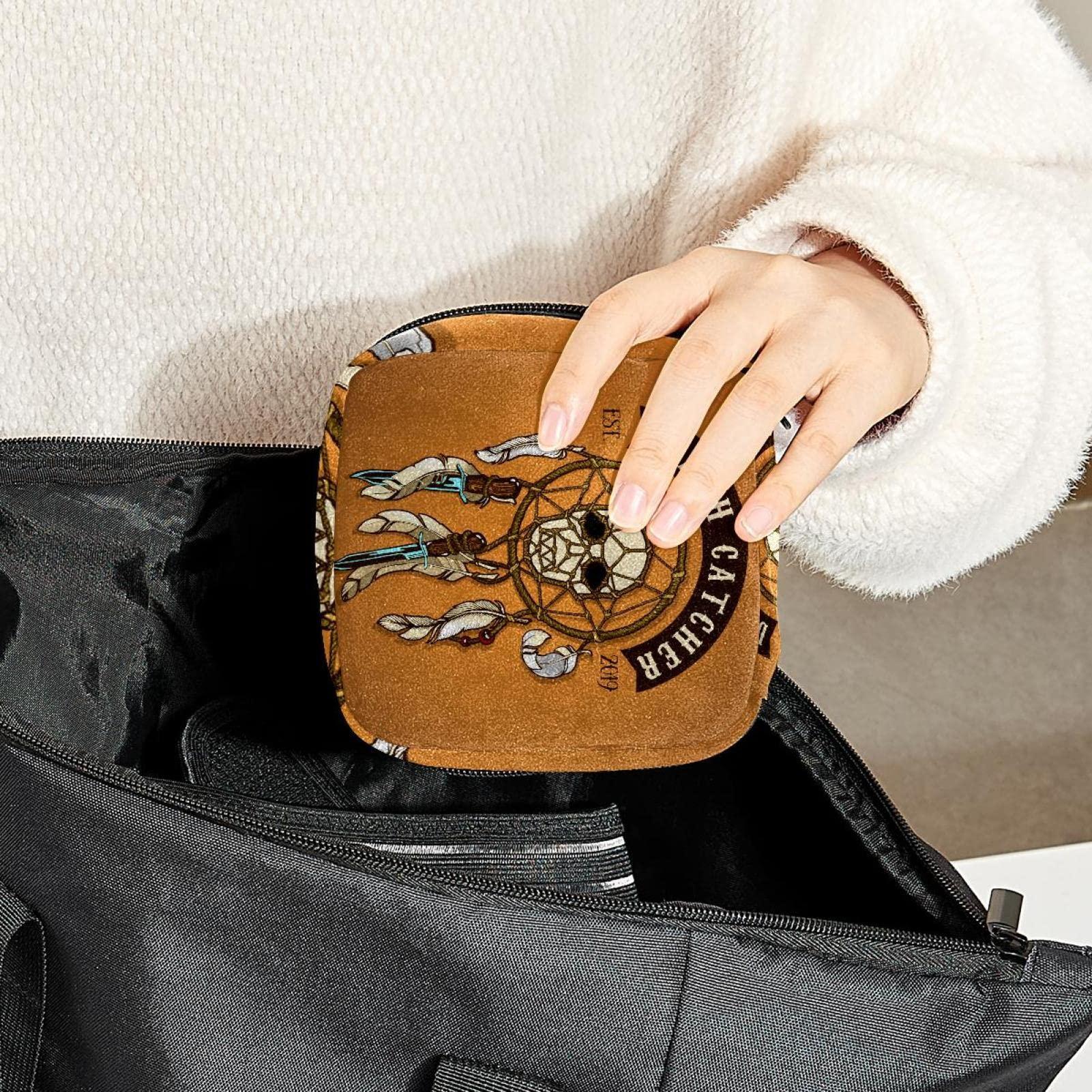 Generic Period Pouch Portable Tampon Storage Bag,Tampon Holder for Purse Feminine Product Organizer,Colored Biker Skull Death Catcher