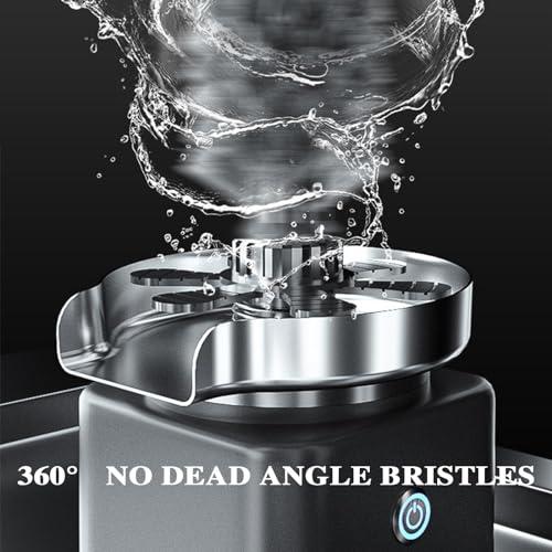 MaxtiL MaxtiL Automatic Cup Washer with Brush, Glass Rinser for Kitchen Sink, Bottle Washer, Faucet Glass Rinsing, 360 Rotary Jet, Brushed 304 Stainless Steel, for Home Bar Cafe black