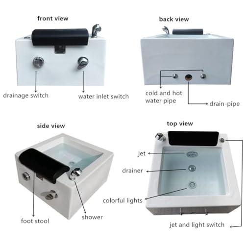 Generic Portable Pedicure Foot Spa Bathtub with Acrylic Chair - Relaxing Feet Spa Tub for Home and Salon Use - Shower Wash & Massage Features