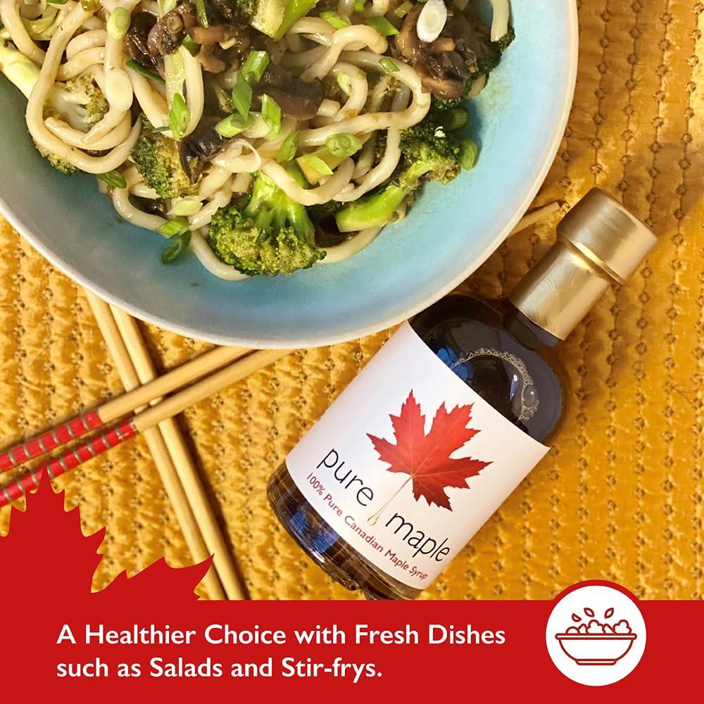 Pure Maple Pure Canadian Maple Syrup - Grade A - Ideal Topping for Porridge, Ice Cream, Fruit, Pancakes - 100% Natural Sweetener - 264g / 200ml (200ml, Dark)