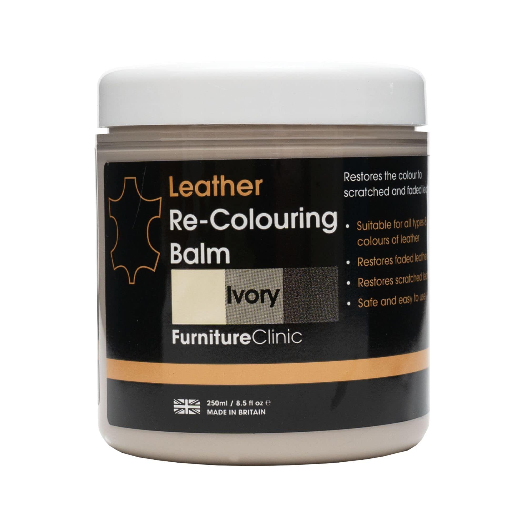 Furniture Clinic Furniture Clinic Leather Recolouring Balm - Leather Colour Restorer for Sofas, Leather Colour Repair for Faded & Scratched Leather Upholstery, Car Seats, Shoes and Clothing - 16 Colours (Ivory)