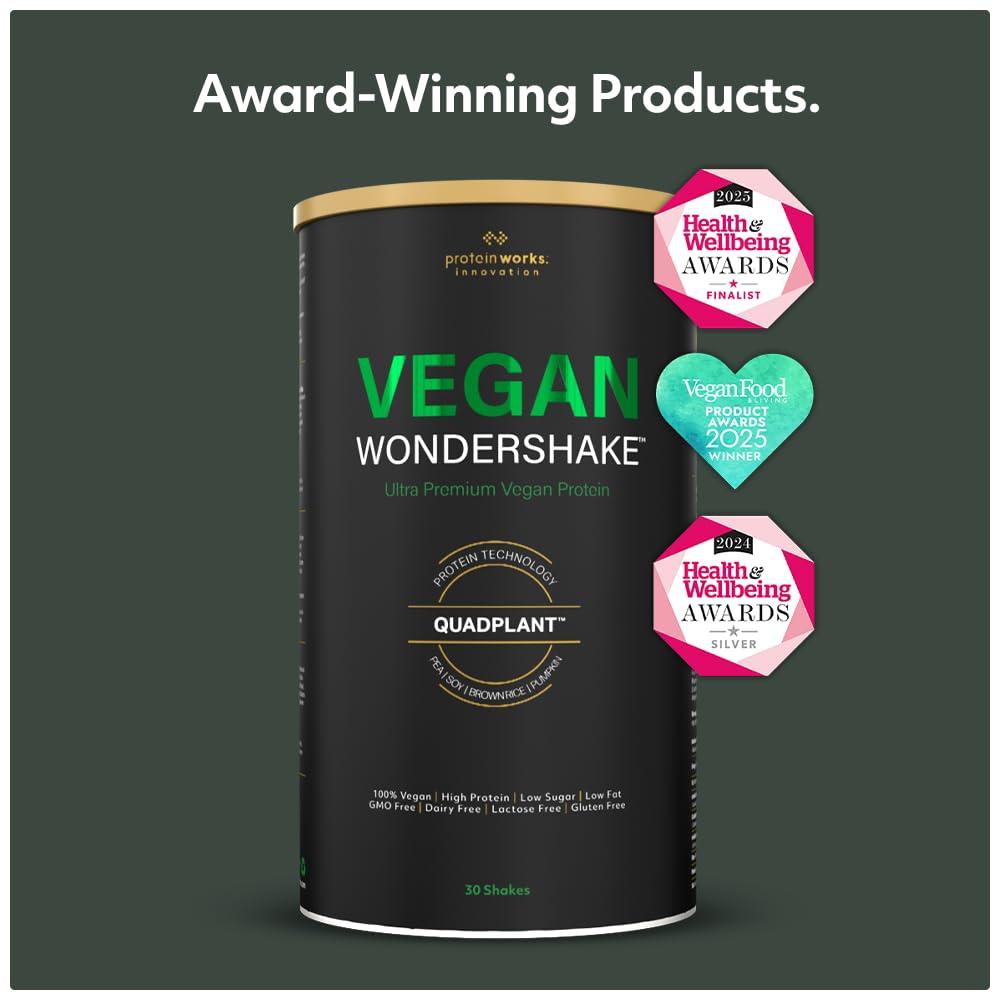 Protein Works Protein Works - Vegan Wondershake, Vegan Protein Shake, High-Protein Plant-Based Nutrition, 30 Servings, Double Chocolate, 750g