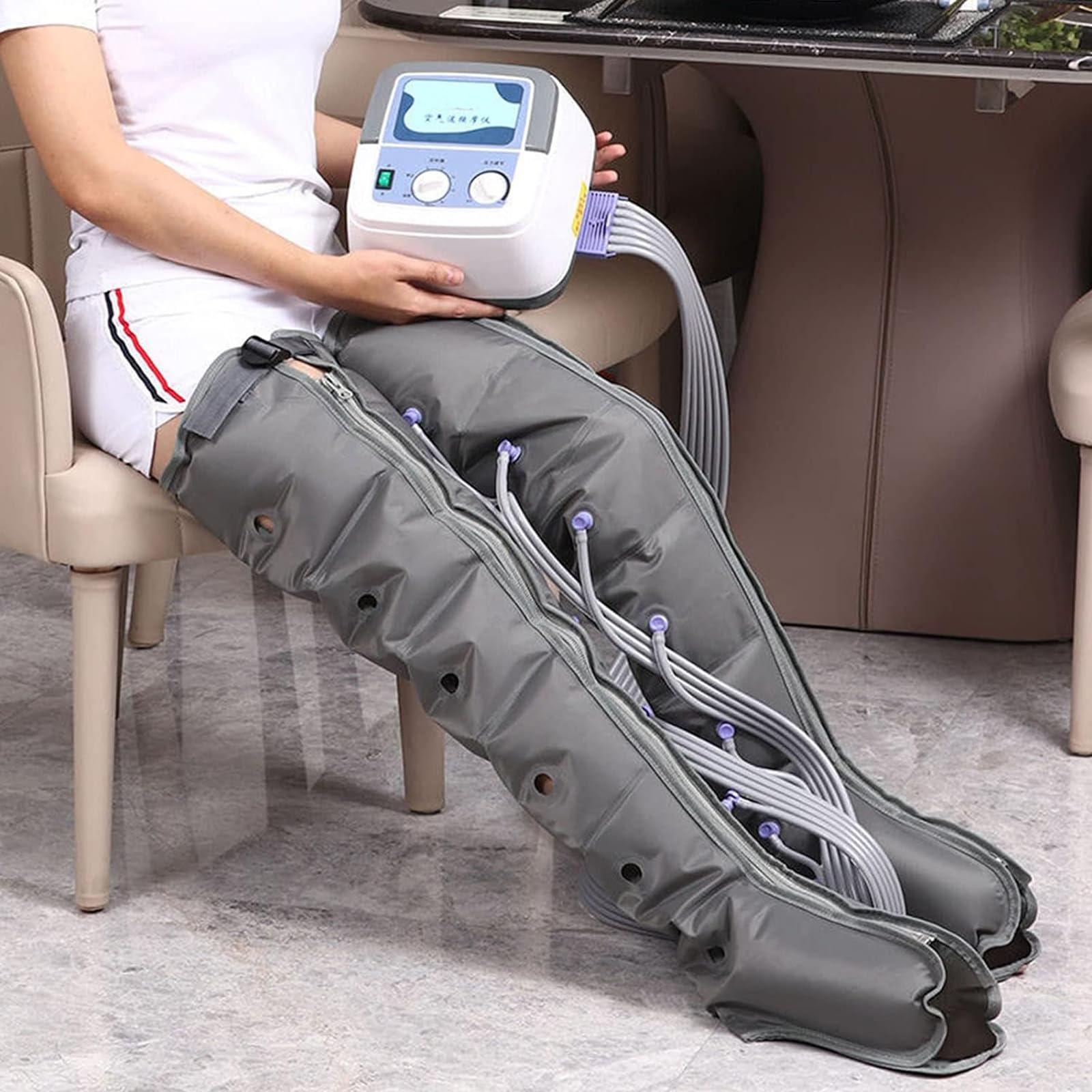 PODEC 8 Cavity Air Compression Leg Massager, Pneumatic Leg Wrap Pressure Machine, 30min Timer and Pressure Adjustable, Relax Blood Circulation Rehabilitation, for Relieve Pain, Varicose Veins