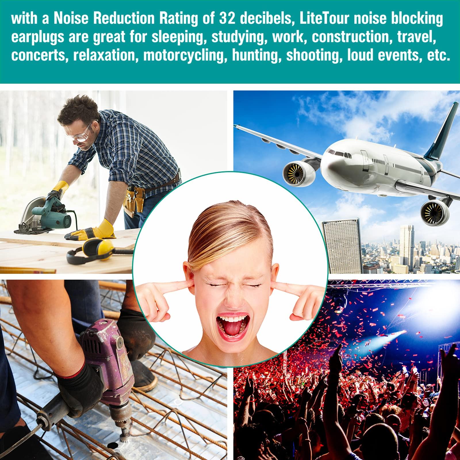 LiteTour 100 Pairs Earplugs for Noise Cancelling Ultra Soft Foam Ear Plugs for Sleeping Snoring Noise Cancel Reusable Earplugs