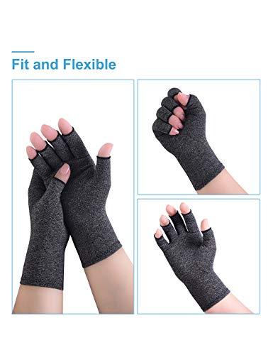 AovYoo AovYoo 1 Pair Fingerless Arthritis Compression Gloves Raynauds Gloves Rheumatoid Osteoarthritis Wrist Supports -Hand Pain Relief (M, Grey)