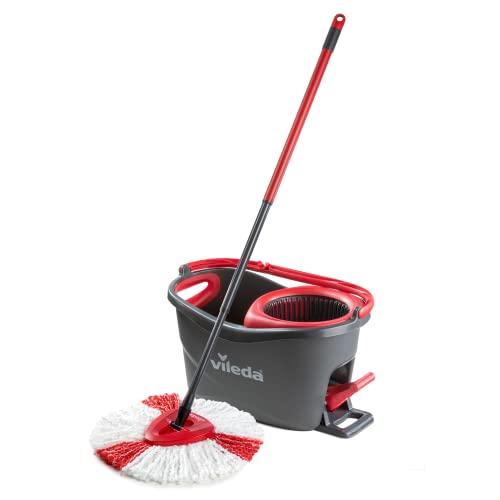 Vileda Vileda Turbo Microfibre Mop and Bucket Set, Spin Mop for Cleaning Floors, Set of 1x Mop and 1x Bucket, Eco Packaging & Method Floor Cleaner, Wild Rhubarb, 739 ml