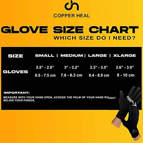 COPPER HEAL COPPER HEAL Arthritis Compression FULL Hand Gloves - Best Copper Glove for Rheumatoid Arthritis, Carpal Tunnel, RSI Osteoarthritis & Tendonitis Full Hand Fingers