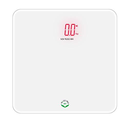 NEWLINE NY NewlineNY Voice Talking Digital Bathroom Scale Easy Auto Step-on Auto Off Technology, White, Lb or Kg, 440lb Capacity