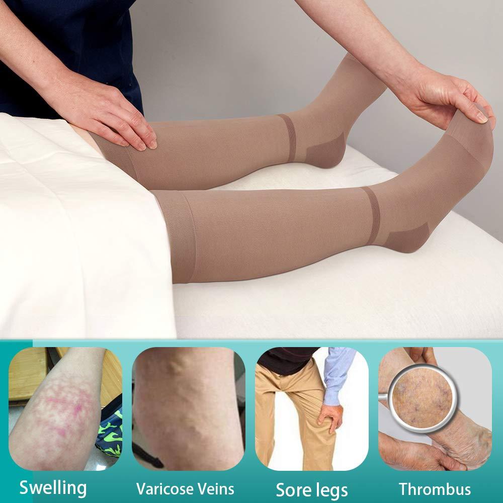 SKYFOXE T.E.D. Anti Embolism Stockings Thigh High Knee High for Women Men, 15-20 mmHg Compression TED Hose with Inspect Toe Hole