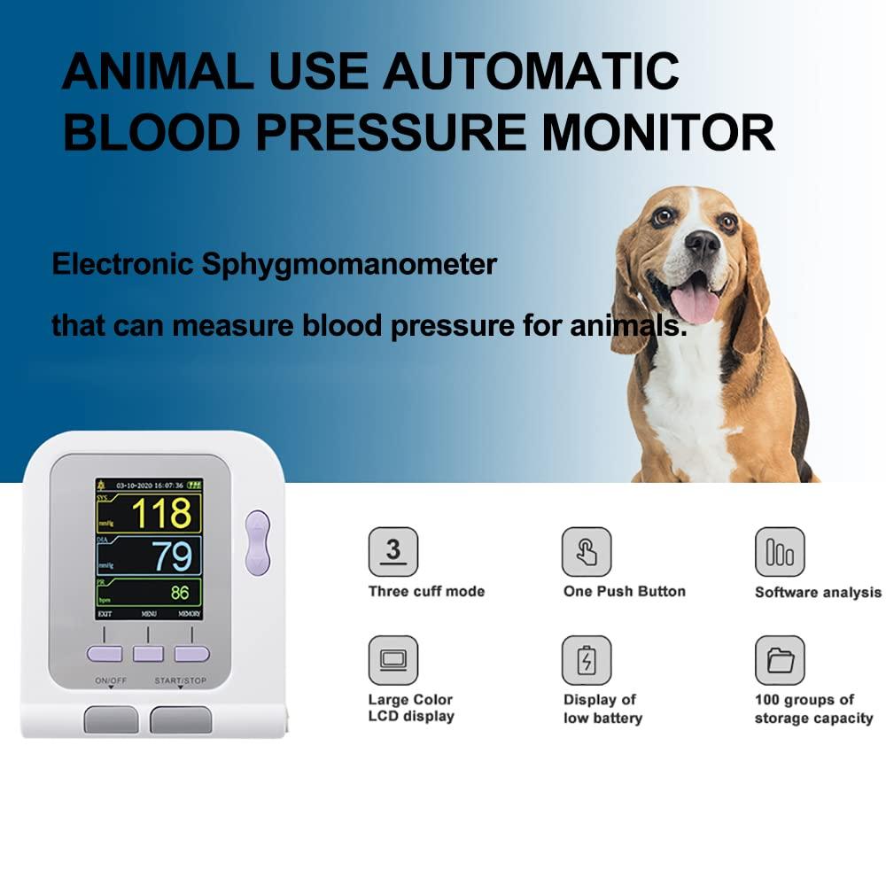 KUMIAO Automatic Veterinary Blood Pressure Monitor with LCD Display - Accurate BP Machine for Animals | Includes 3 Cuffs 6-11CM 10-19CM 18-26CM | Easy to Use and Reliable