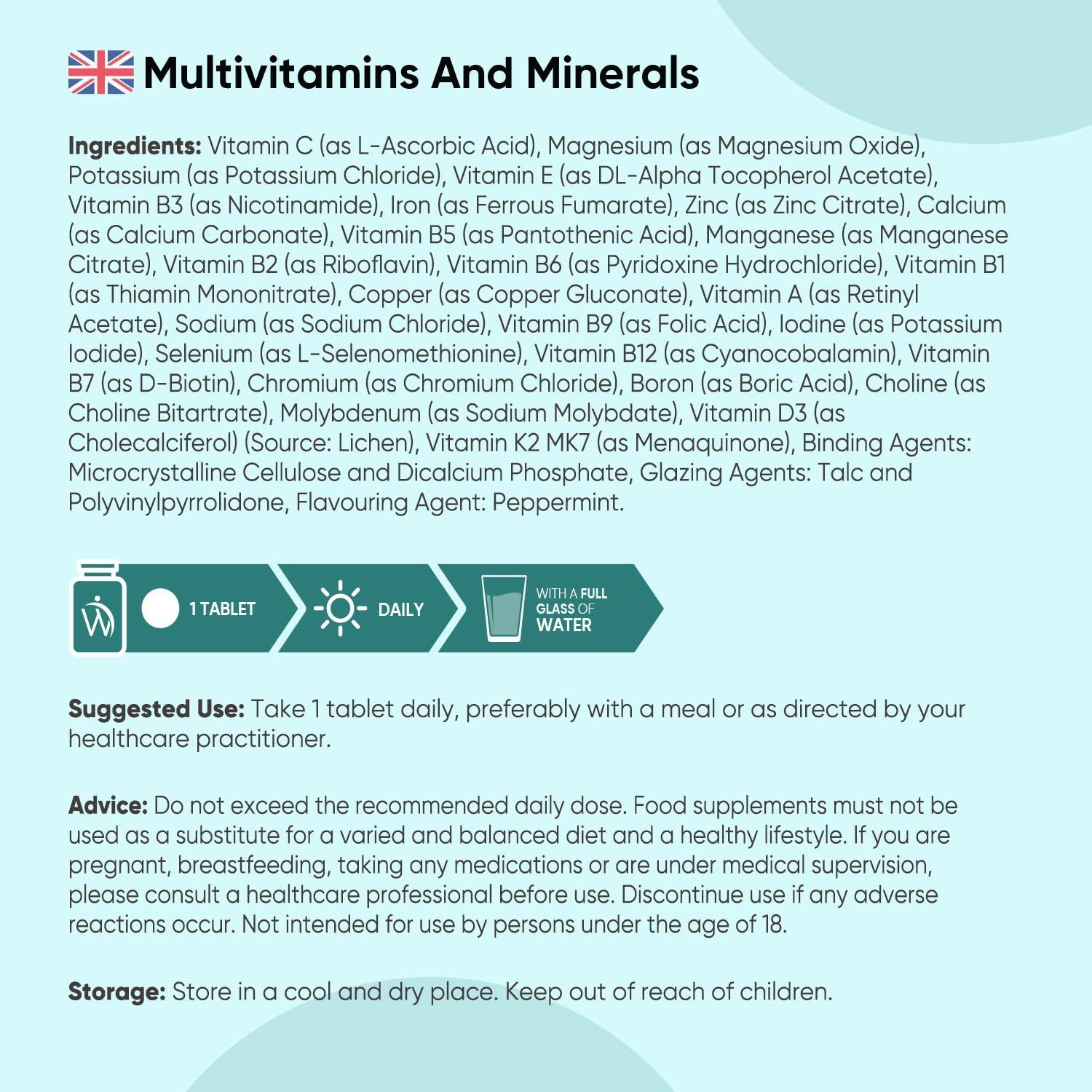 WeightWorld Multivitamin Tablets for Men & Women with 27 Active Multivitamins & Minerals Like Iron, Zinc, & Vitamin D - Peppermint Flavour 400 Micro Tablets - Vegan Multivitamins Nutritional Supplement