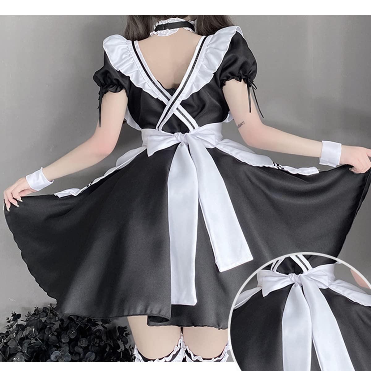 SNOMYRS SNOMYRS Maid Costume Cosplay Lingerie Japanese Anime Maid Outfit Fancy Dress Apron Naughty Kawaii Lolita Plus Size 9pcs For Halloween