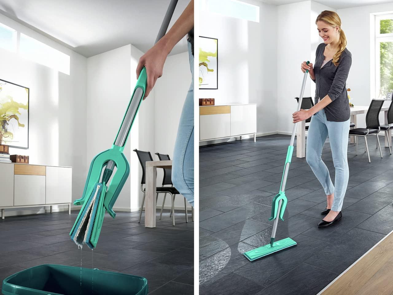 Leifheit Leifheit Floor Wiper Mop Picobello M Mirco Duo, Rectangular Floor Mop, Easy to Squeeze, Easy to Steer, 33 cm wide Cleaning Head, Micro Fibre Cleaning