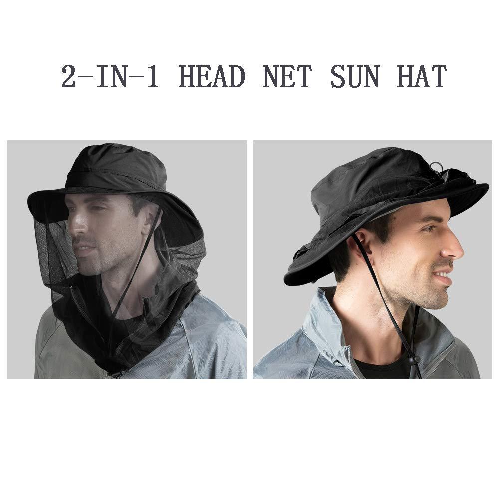 AYAMAYA AYAMAYA Mosquito Head Net Hat - Quick Dry Bucket Sun Hat with Net Mesh for Men & Women, Midge Net Head Cover Hat Protection From Mosquito Insect Bug Bee Gnats for Outdoor Fishing Hiking Gardening