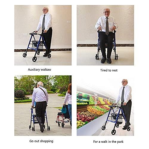 FreshCart Basics Rolling Walker with Seat and Wheels - Folding Walker and Transport Chair, Mobility Aids