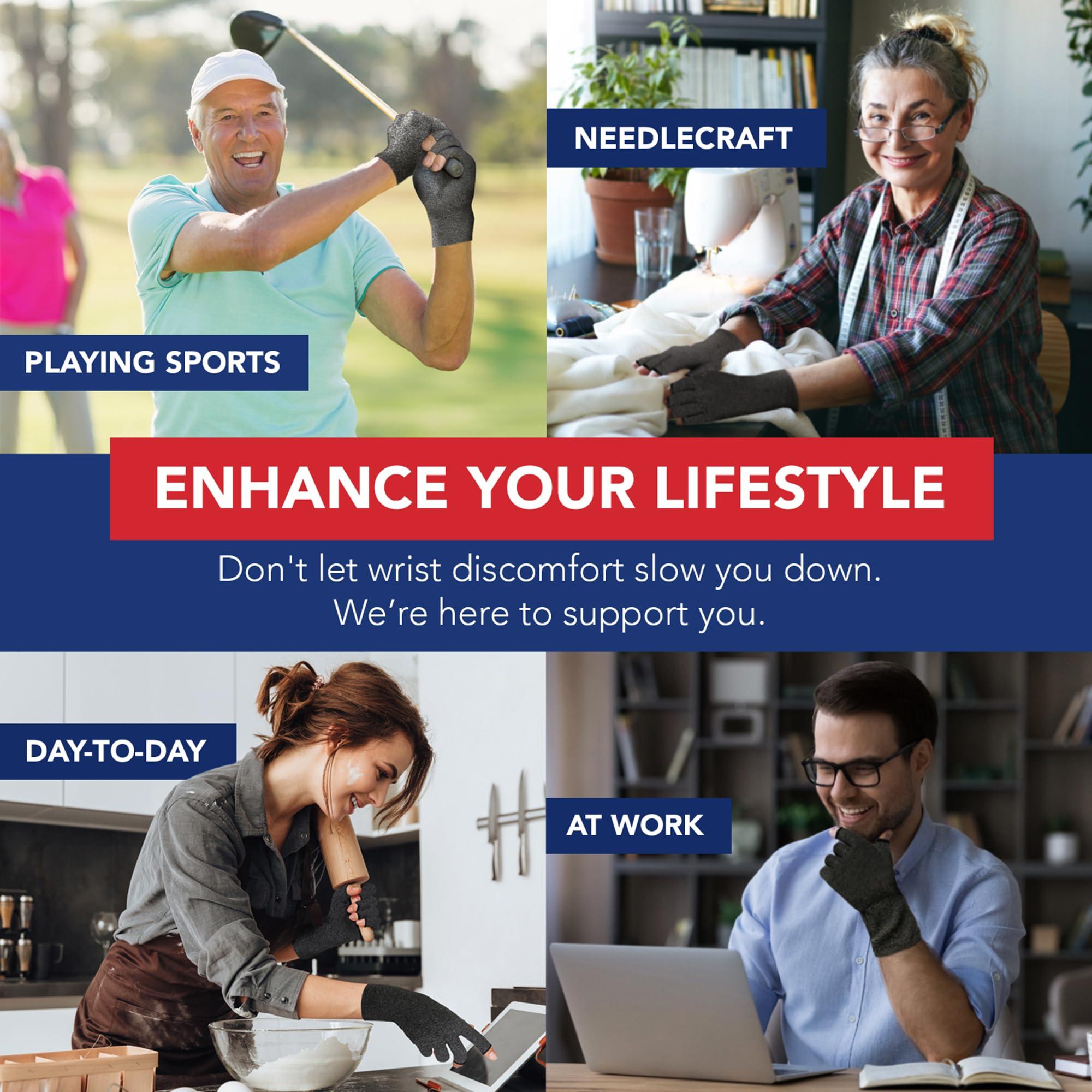 Dr. Arthritis Doctor Developed Compression Gloves for Arthritis & Handbook/Fingerless Arthritis Gloves for Women & Men, Hand Support for Arthritis Pain Relief & Carpal Tunnel, 2 Pairs (XL)