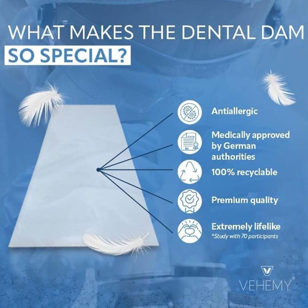 Vehemy Vehemy Dental Dams 3-Pack, Latex-Free Oral Dams, Hypoallergenic Oral Barrier, Free of Flavors and Toxic Materials, Lightweight for Optimal Sensation, Designed for Your Safety (3)