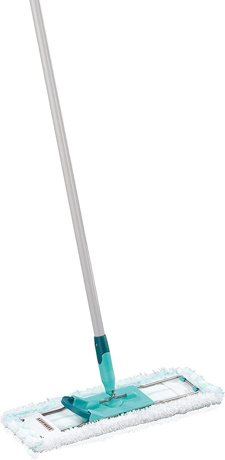 Leifheit Leifheit Profi XL Micro Fibre Mop, Deluxe 42 cm Large Flat Mop Head, Floor Mop with Universal Joint for Easy Steering, Turquoise