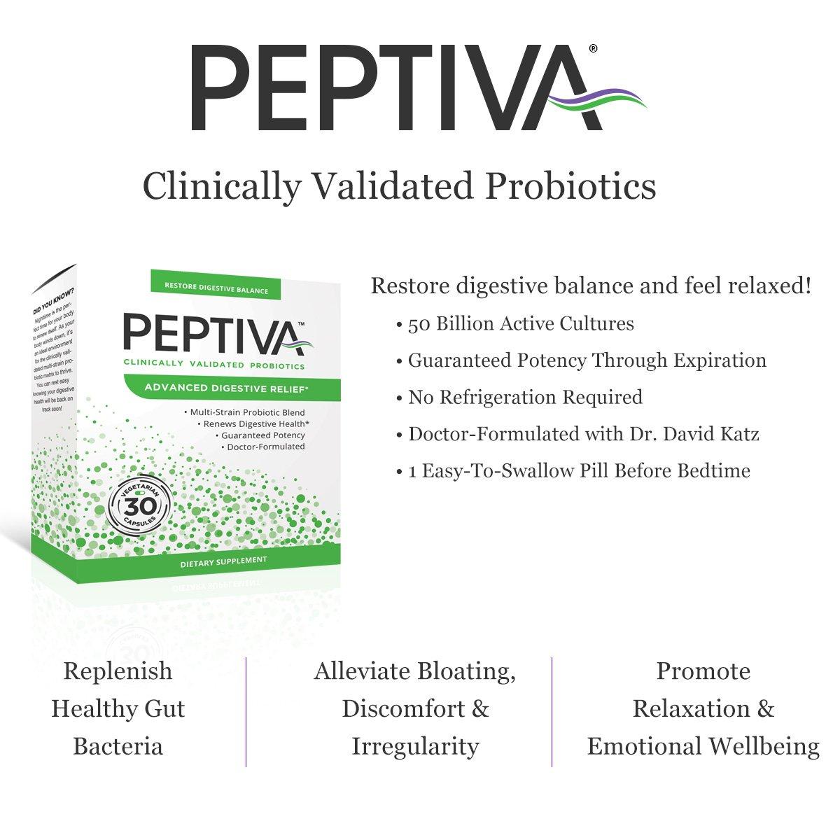 Peptiva Peptiva Advanced 50 Billion CFU Probiotic - Digestive Relief - Clinically Validated, Premium Probiotic