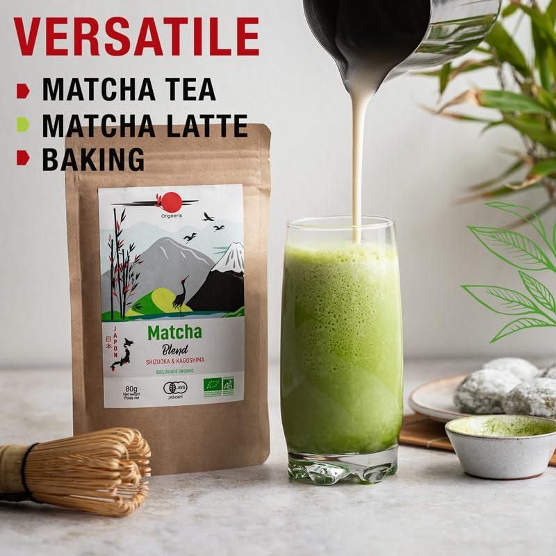 Origeens ORIGEENS Organic Japanese Matcha Tea - Blend from Shizuoka and Kagoshima - Organic Matcha Green Tea Powder - Matcha Powder 80g Bag
