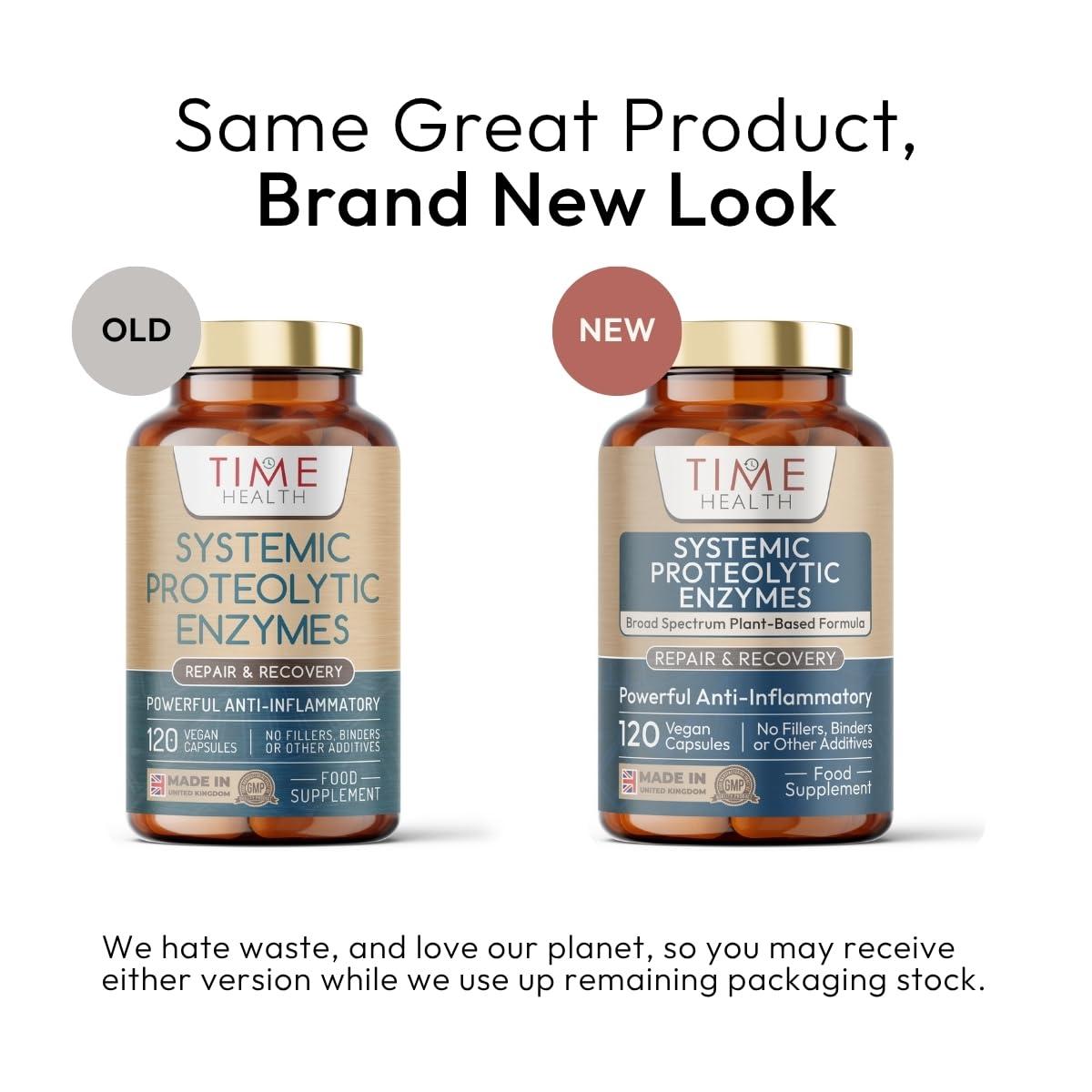 Time Health Systemic Proteolytic Enzymes Complex Repair & Recovery Mixed Enzyme Formula with Ginger & Ionic Trade Minerals UK Made Zero Additives Pullulan