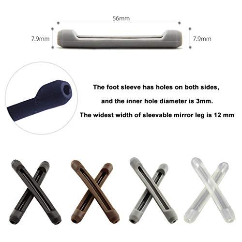 Logyua 4 Pairs Eyeglasses Temple Tips Sleeve Retainer, Soft Silicone Anti-Slip Elastic Comfort Glasses Retainers, for Spectacle Sunglasses Reading Glasses Eyewear (Random Color) (Black,Clear,Grey,Brown)