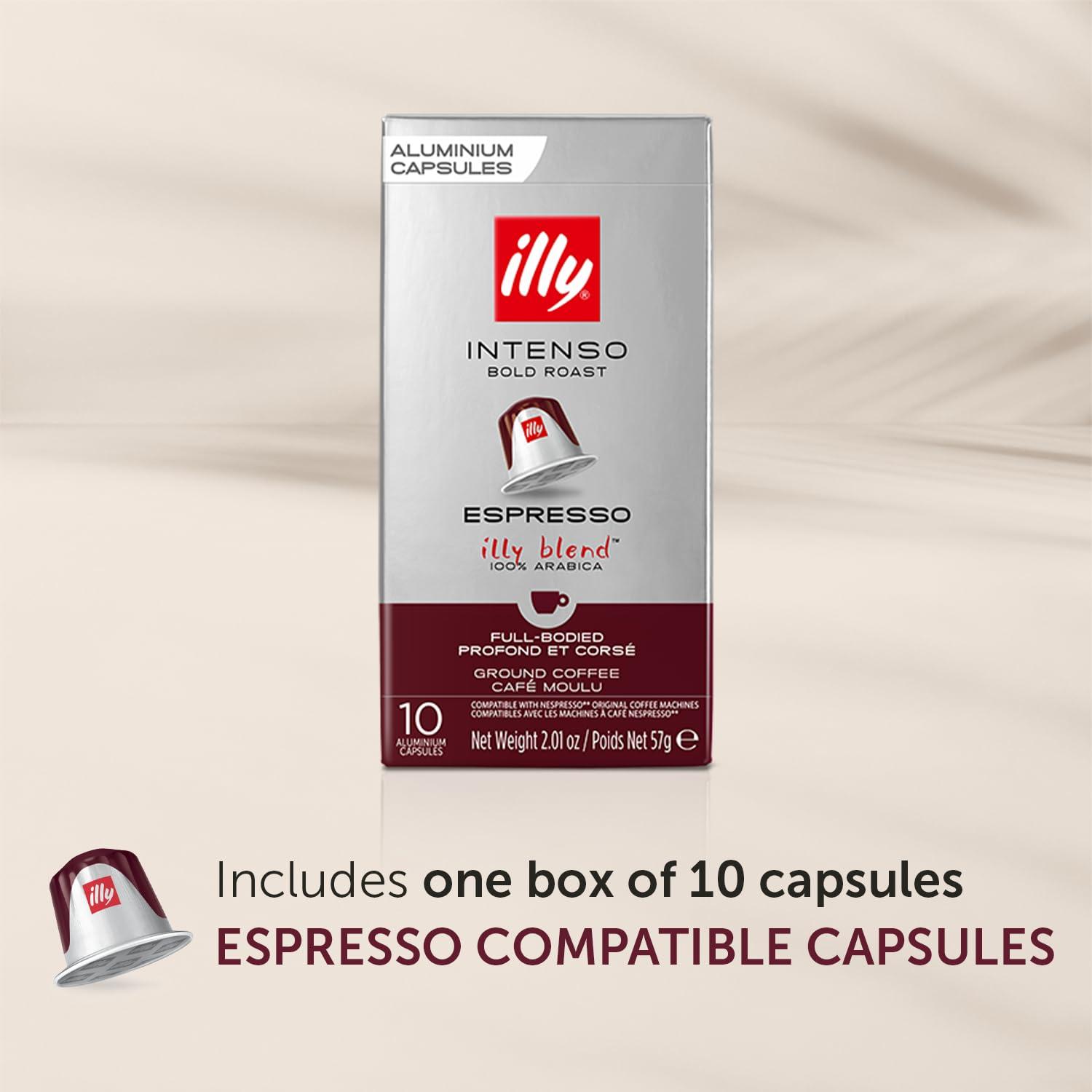 illy illy Coffee Nespresso Compatible Capsules, Intenso, Aluminium Coffee Capsules, Pack of 10