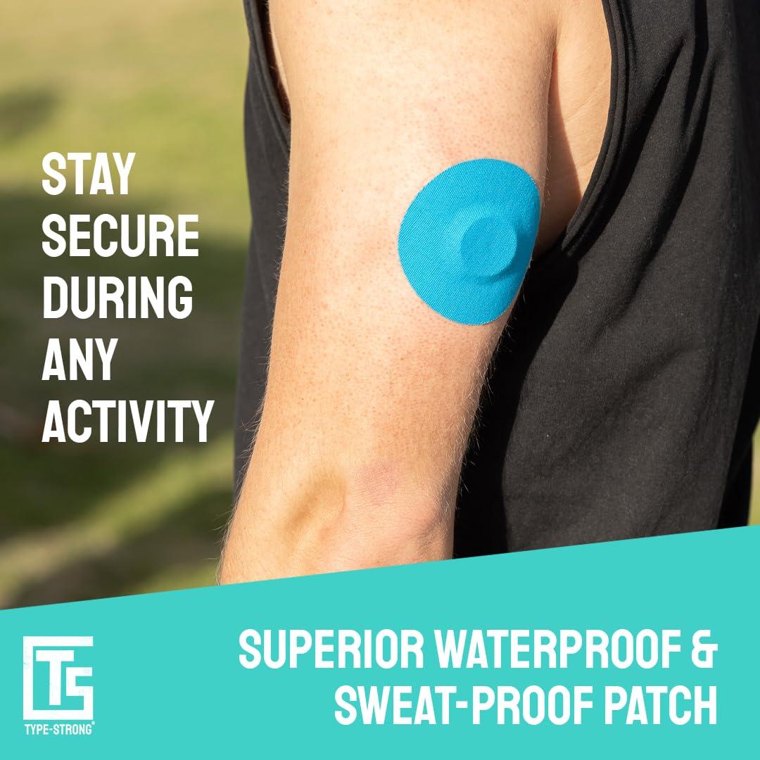 Type Strong Type Strong Adhesive Patches for Freestyle Libre 3 Sensor Covers, Libre 2, Dexcom G7, Medtronic Guardian. Pre-Cut for Sensitive Skin, Waterproof, Sweat-Resistant. 10-14 Days Protection. 20 Pack, Tan
