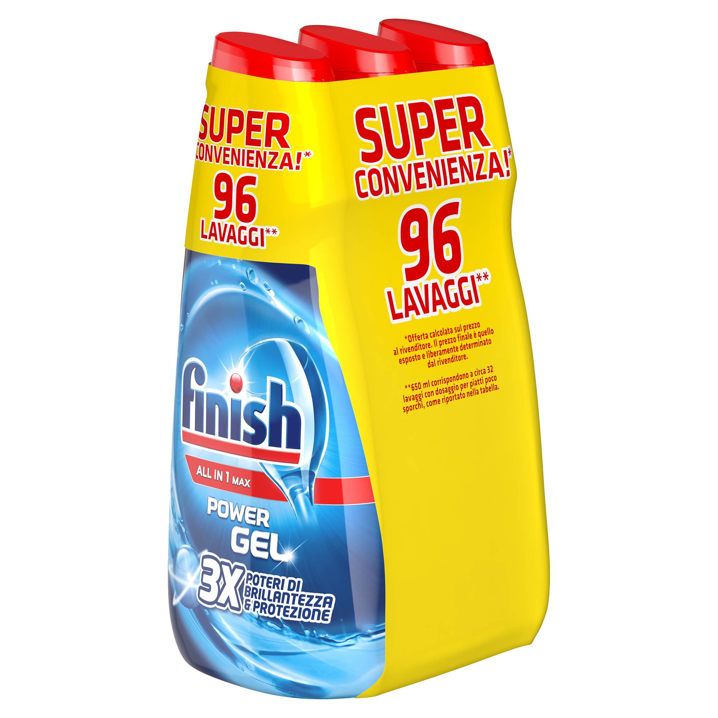 Finish Finish All in 1 Max Powergel Dishwasher Detergent, Regular, 650ml x 3