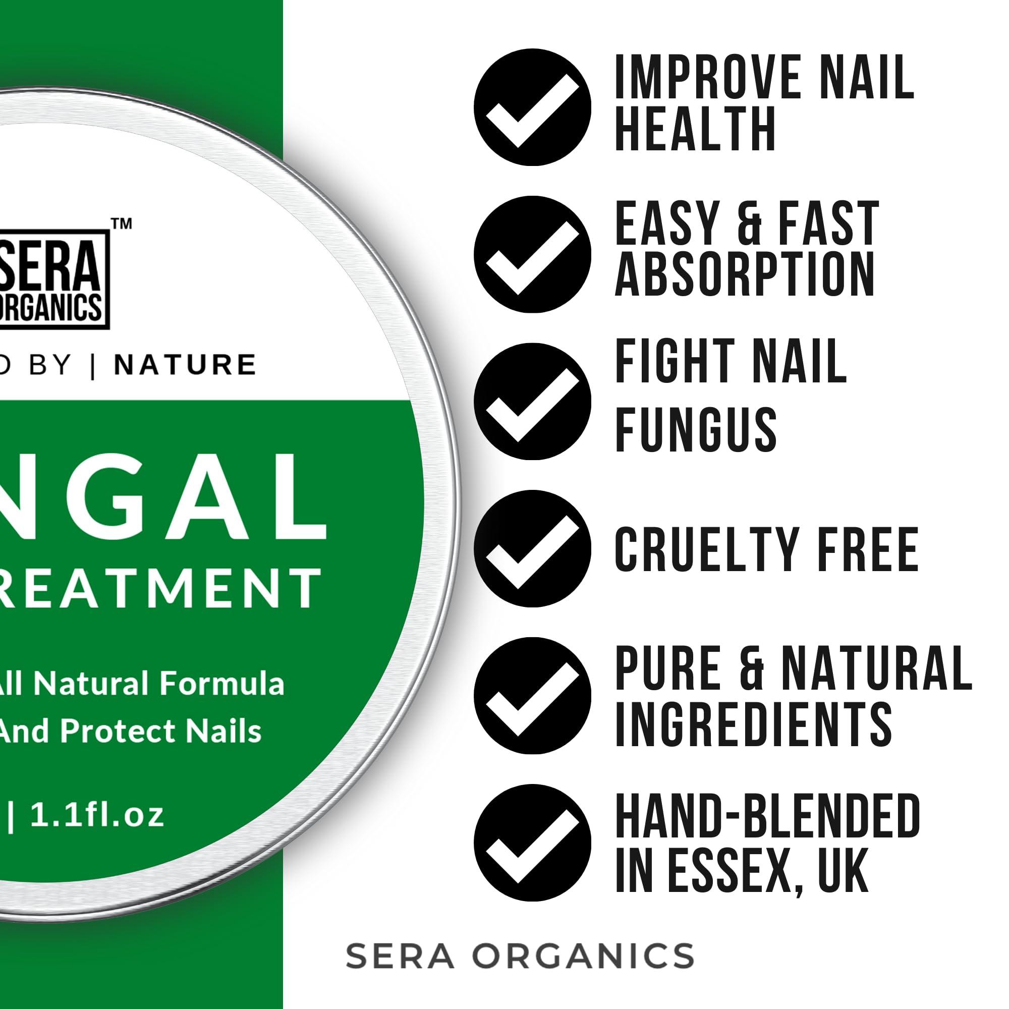 Sera Organics Fungal Nail Treatment Cream - Antifungal Ingredients Natural Strong Anti-Fungal Nail Treatment For Toenail Fungus, Foot Cream With Nourishing Oils For Nail Growth & Nail Repair (30ml) By Sera Organics