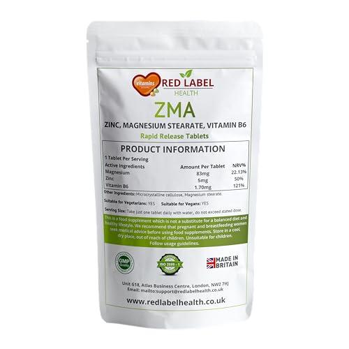 Red Label Health Zinc Magnesium and Vitamin B6 Tablets Supplements for Men & Women, Pack of 120 Tablets (4 Months Supply), High Strength Sleep Aid, Muscle Recovery, Better Sleep, UK