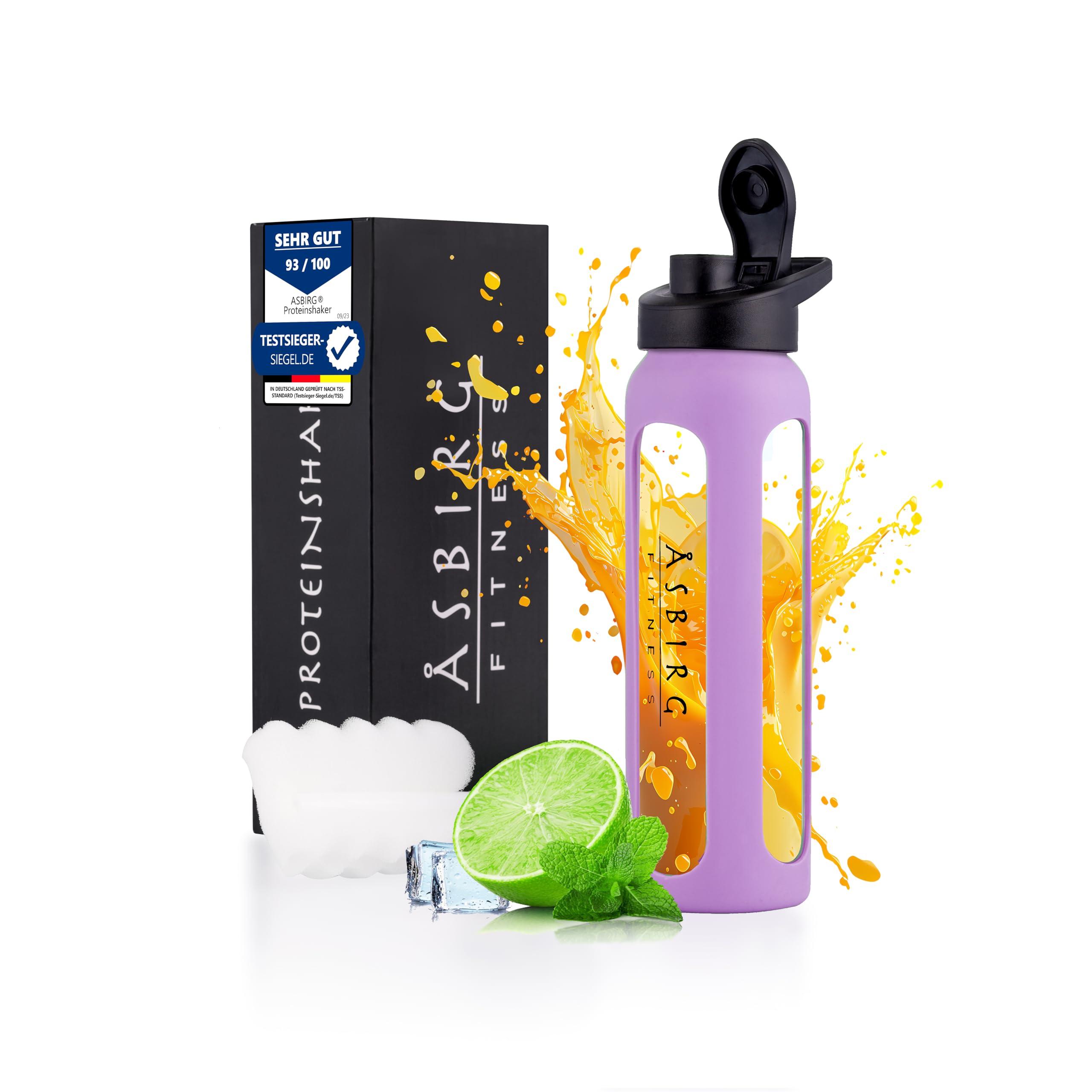 Asbirg Asbirg Fitness | Glass Protein Shaker | Protein Shaker | Drinking Bottle | with Spiral Ball | Pastel Purple