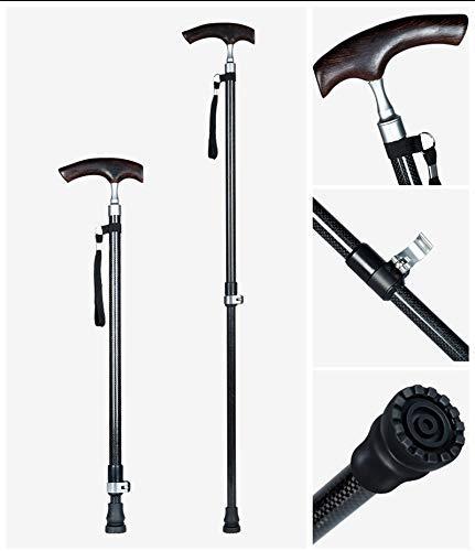 SGSG Adjustable Walking Stick, Lightweight Carbon Fiber Walking Cane With Wooden Handle,Anti - Skid Crutches For Man And Woman