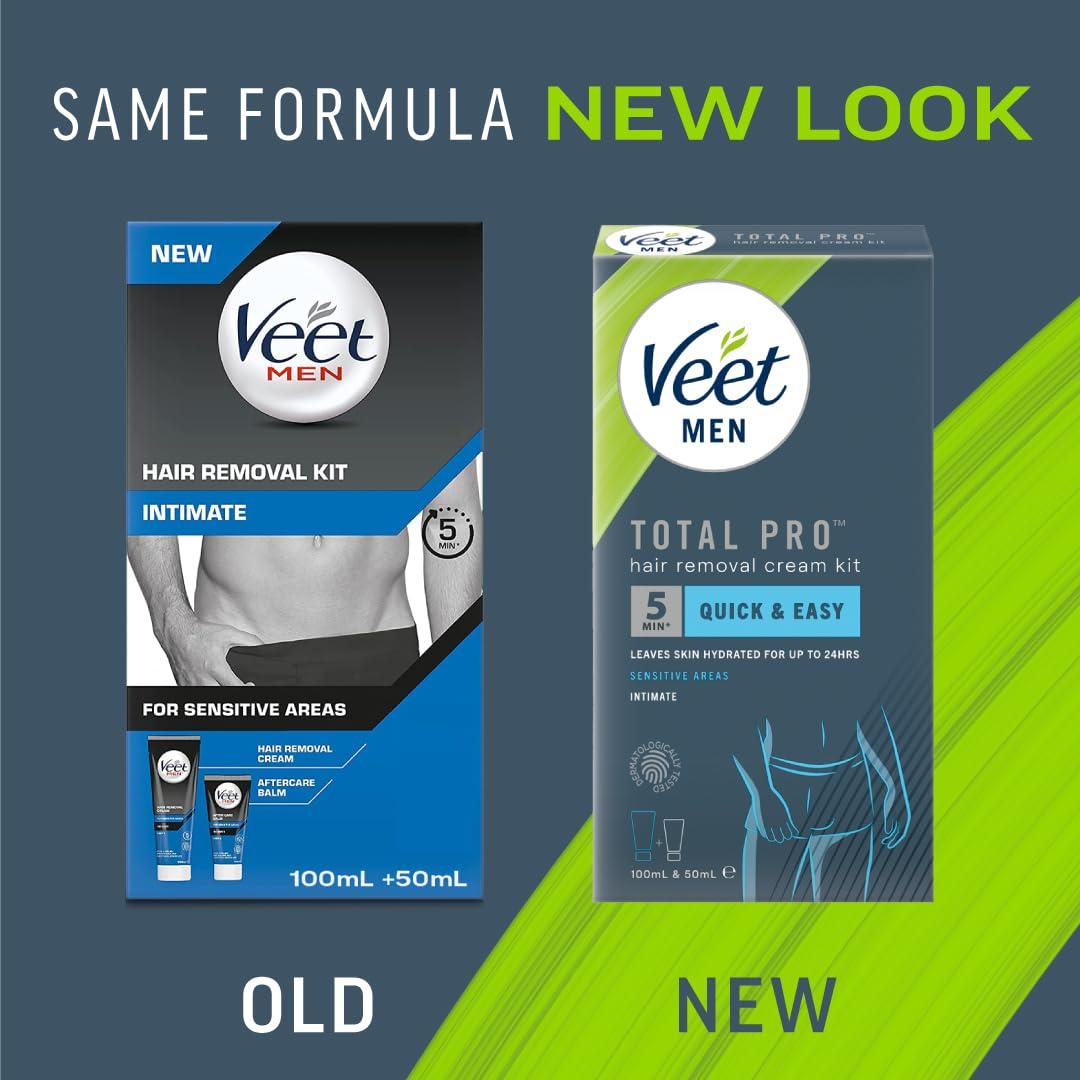 Veet Veet Men Intimate Hair Removal Kit, Hair Removal Cream & Aftercare Balm, For Sensitive Areas, 100ml & 50ml each (pack of 2)