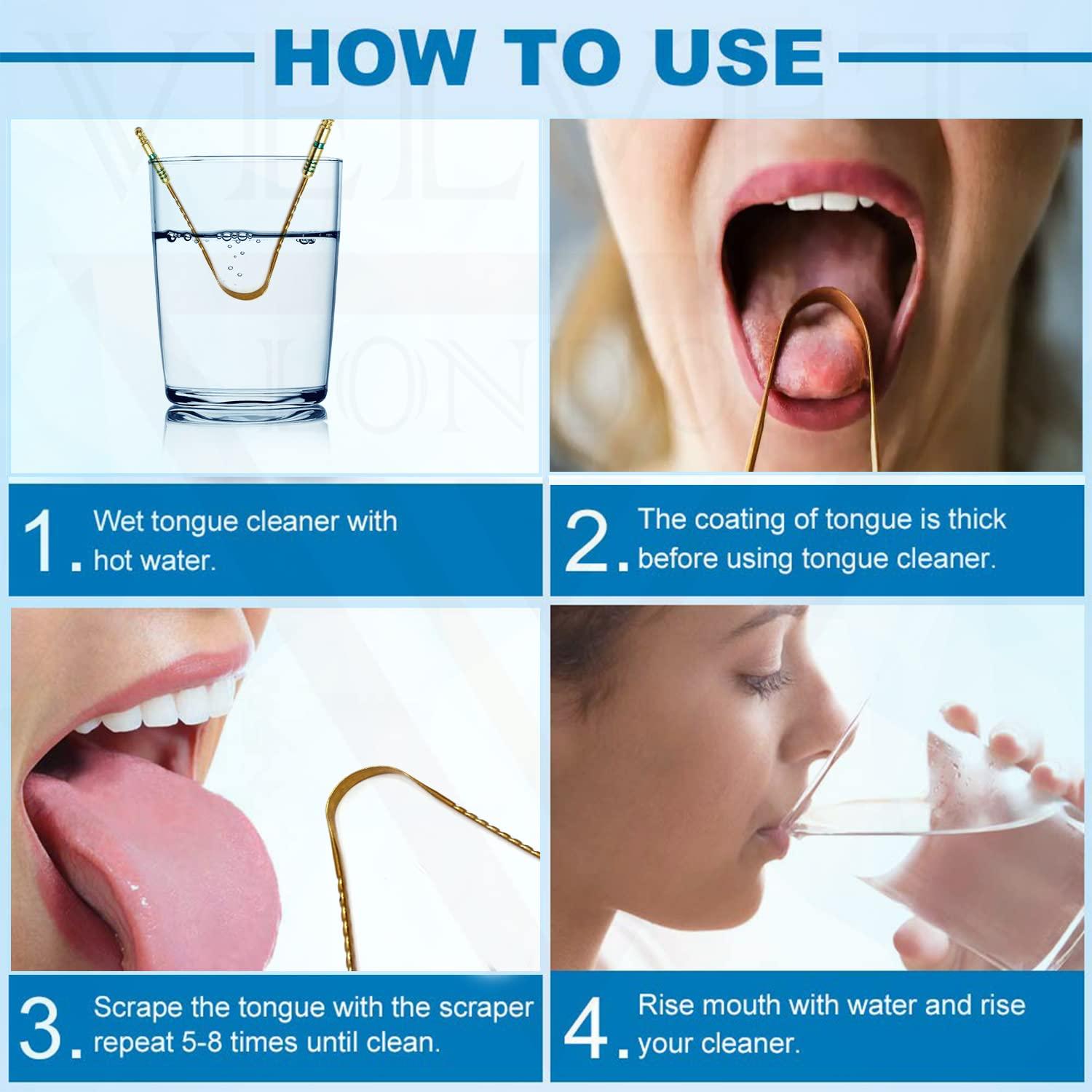 velvet london VELVET LONDON Brass Tongue Scrapers for adults, Grip Handles Tongue Scraper, Dental Care Hygiene Oral Care Ayurvedic Mouth Tongue Cleaner Fresh Breath, U shape (Brass (Pack of 5))
