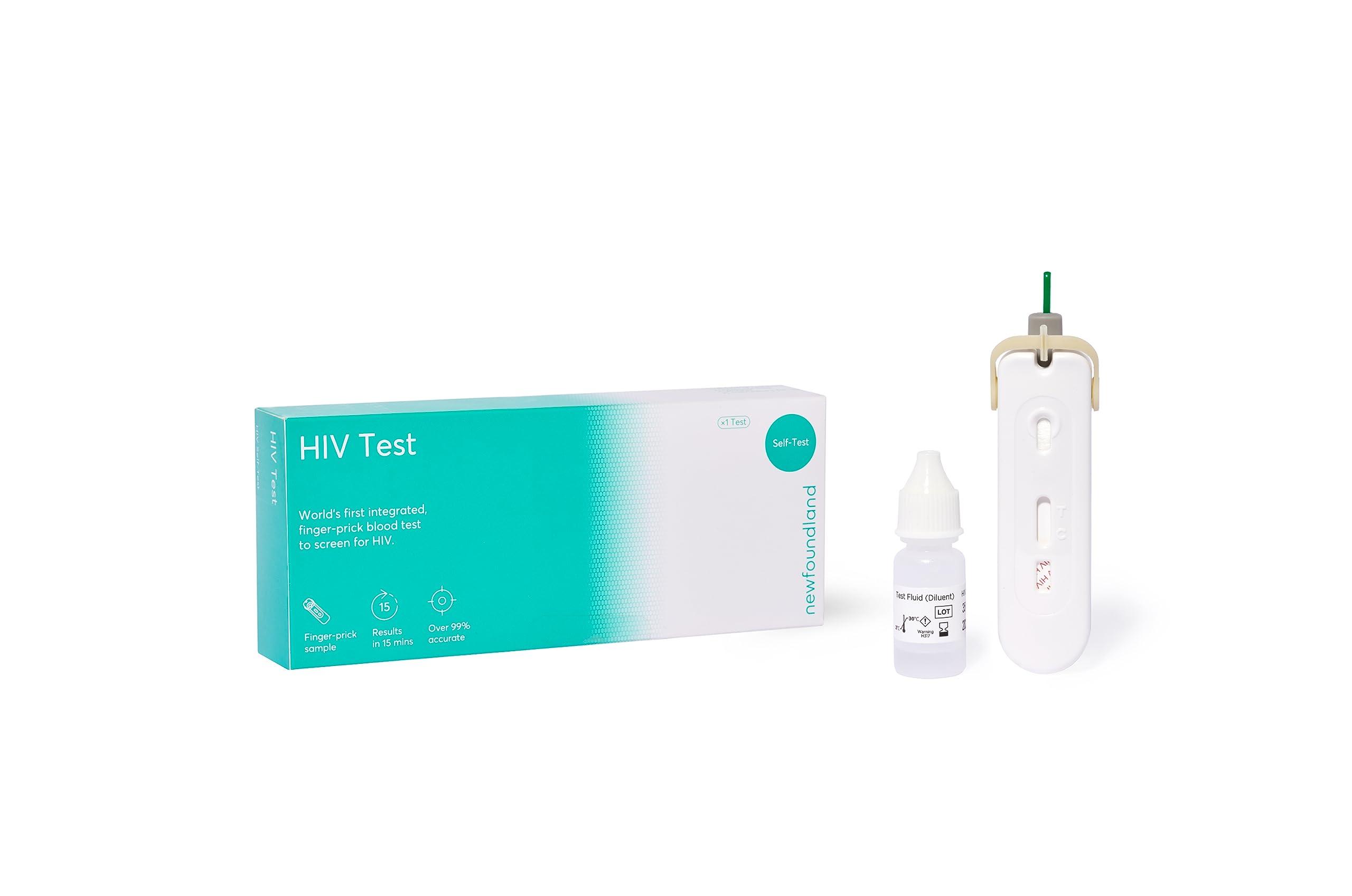 Newfoundland Newfoundland HIV Test Kit - 1 Test - HIV Positive Detection - 99% Accurate Home Test for Viral Load Levels - CE Certified - Blood Test Kit for HIV-1, HIV-2 Immunodeficiency - Detect Early HIV Signs