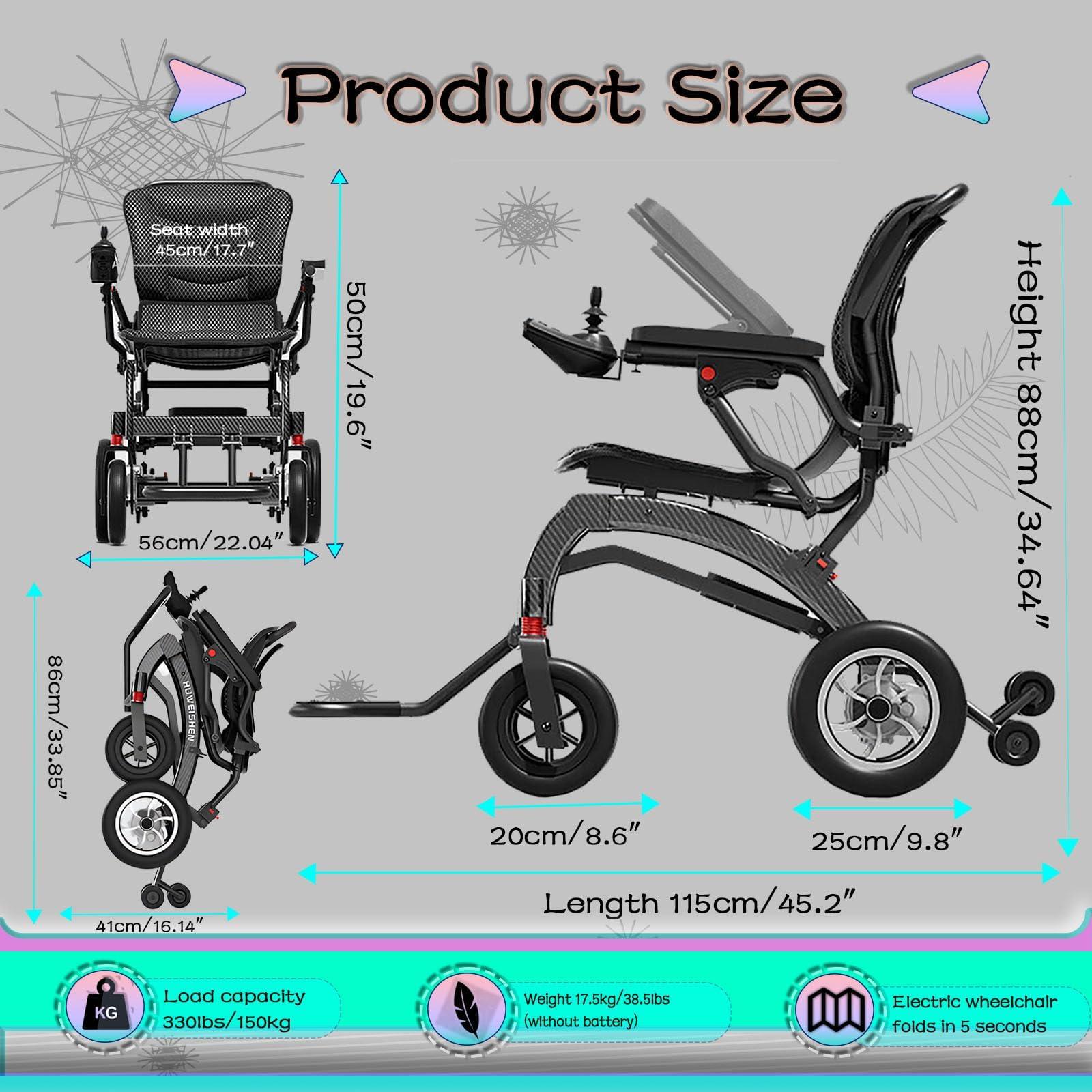 loktch Ultra Lightweight Portable Foldable Electric Wheelchair for Adults Seniors, 500W Motor, All Terrain Motorized Wheelchair, Airline Approved, Adjustable Leg Height - Spray Sand Black/Orang (6AH)