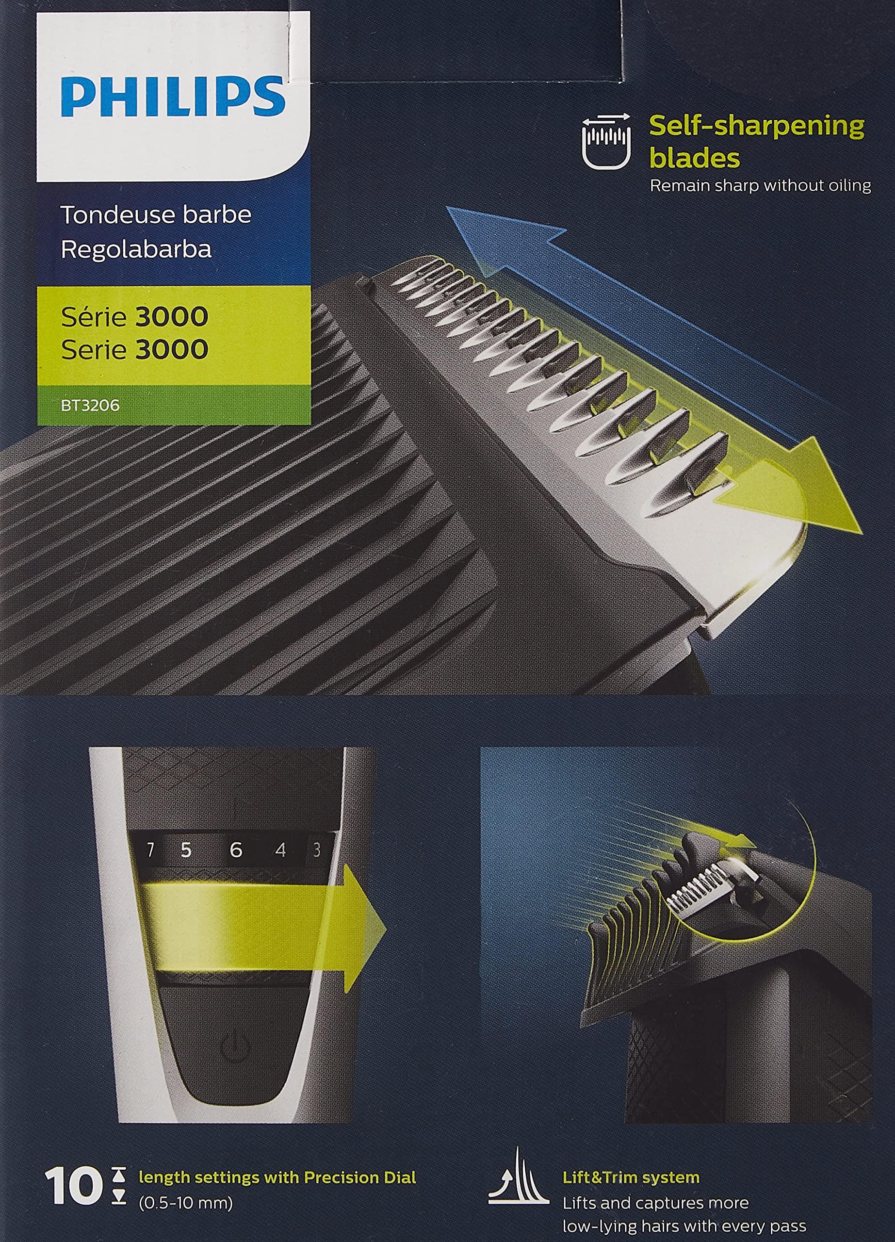 PHILIPS \"Philips Beardtrimmer 3000 Series, Beard Trimmer with Lift & Trim Technology (model BT3206/14)\"