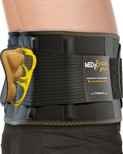 MEDiBrace MEDiBrace Plus Back Support Belt Back Brace with Ergonomic Lumbar Pad - Lower Back Pain Relief for Men and Women - Medical Grade Orthopaedic Waist Compression for Sciatica or Bad Posture (Large)