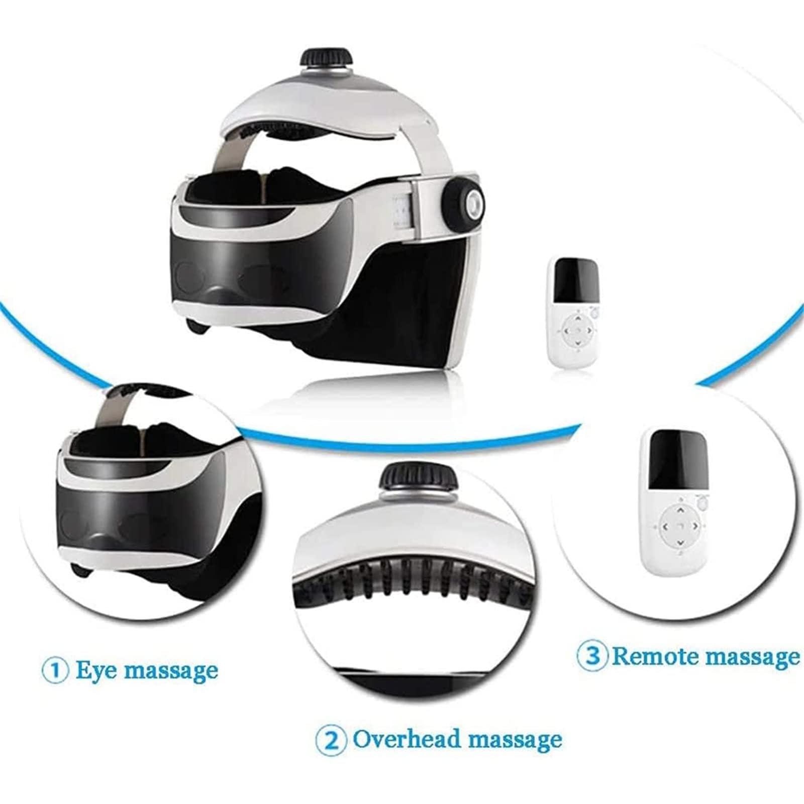 HEAXIY Electric Head Massager Scalp Massager, Eye & Neck Massage Helmet with Heat, Kneading, Air Compression, Suitable for Headache, Stress Relief, Deep Sleeping