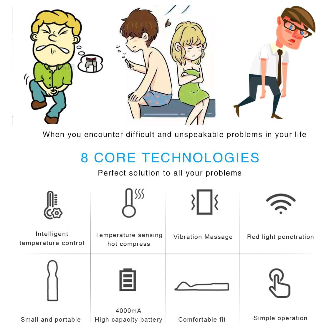 CooBES Assisting Health Male Prostate Massage Instrument, Red Light Irradiation Hot Compress Household Prostate Physiotherapy Low Noise Fully Automatic for Relieve Dysuria Urinary Frequency and Urgency.