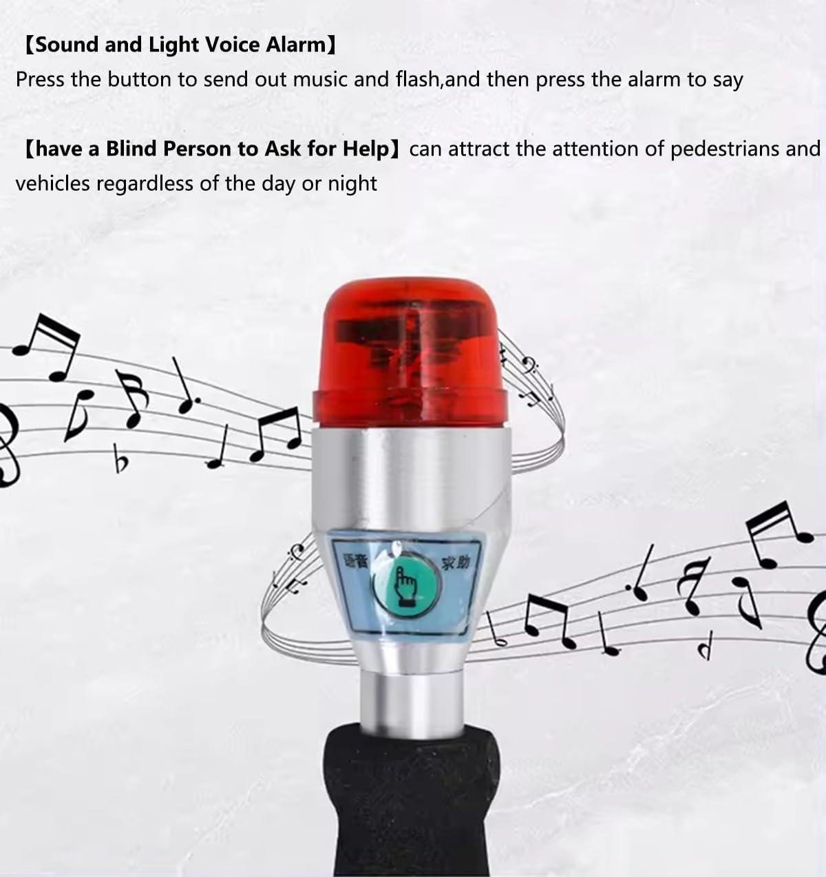 SEIBES Folding Blind Cane, Smart Voice Cane for The Blind And Elderly, Aluminium Alloy Folding Walking Stick, 132cm/52in Electronic Blind Cane