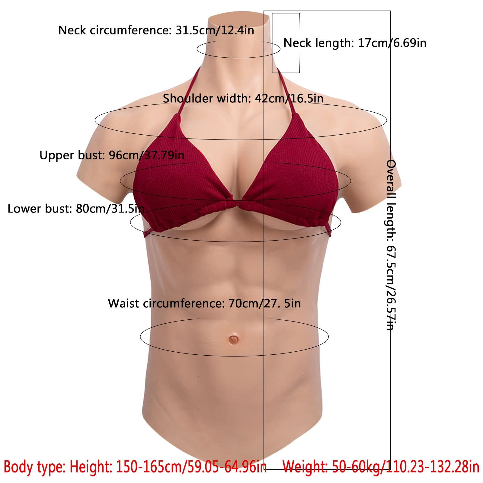 PROPFE PROPFE Silicone Muscle Suits Cosplay Costume Breastplate False Body Bodysuit Half Body Simulation Skin Boobs for Crossdresser