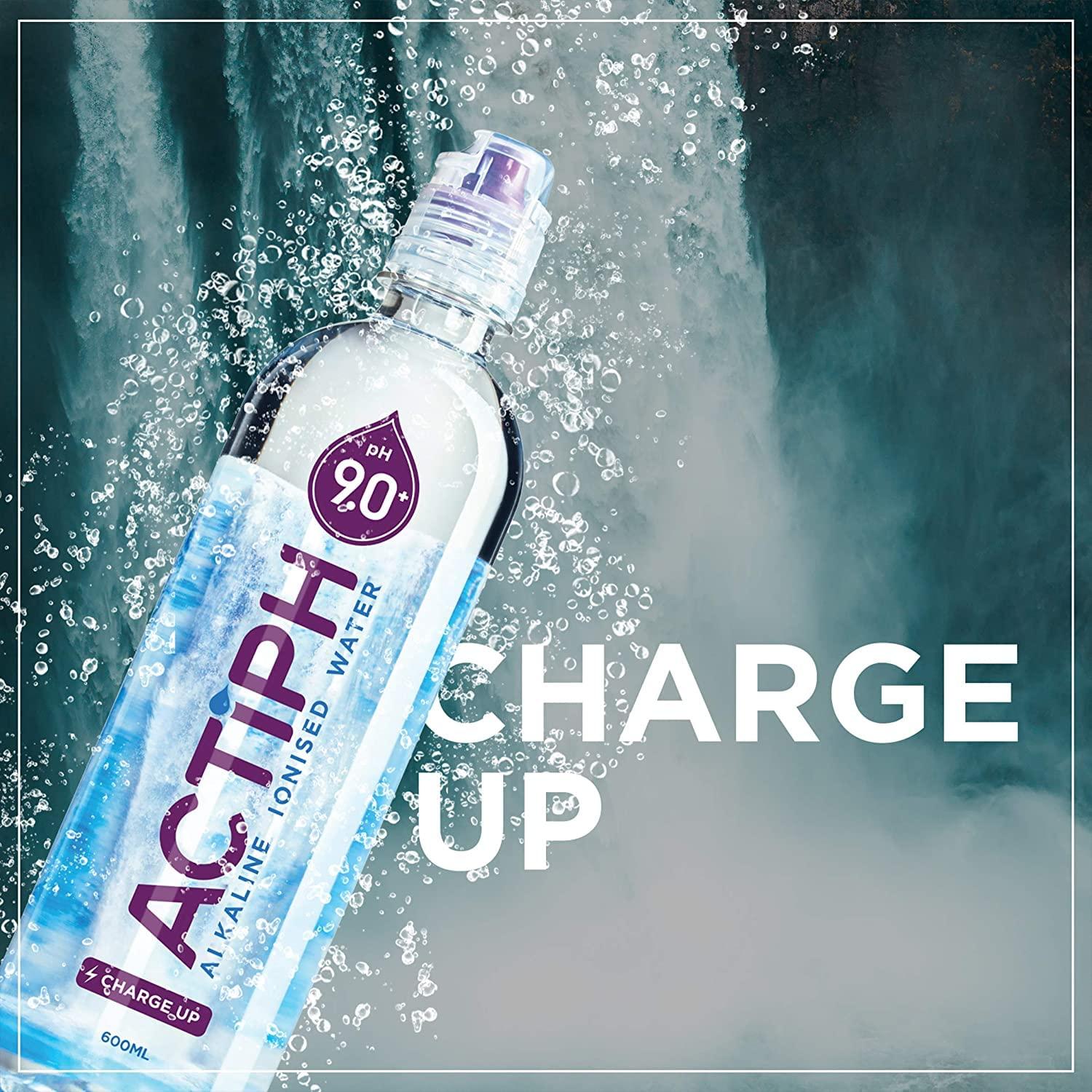 London Luxury Alkaline Ionized Spring Water pH9+ (12x 600ml) Purified with Electrolytes Clean and Smooth Taste ACTIPH Water(12x 600ml)