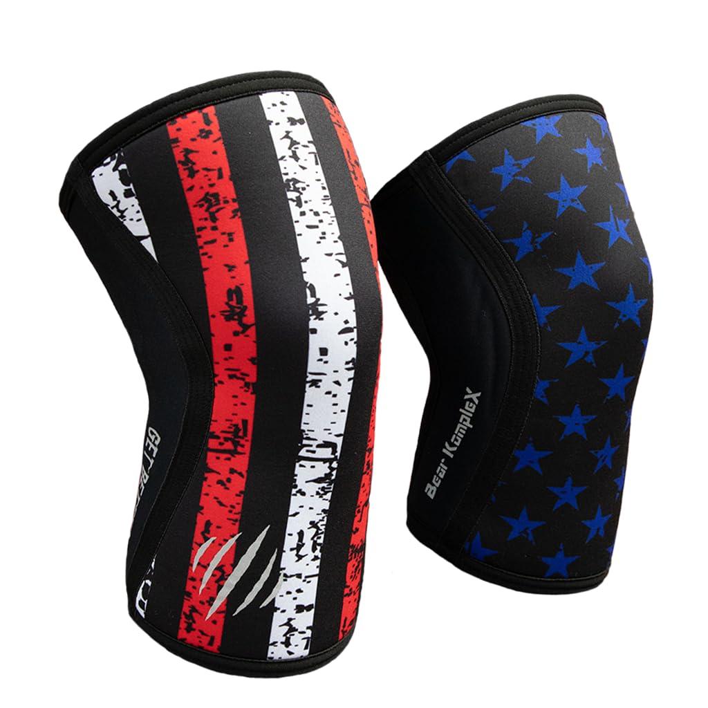 Bear KompleX Bear KompleX Compression Knee Sleeves, Fitness & Support for Workouts & Running. Sold in Pairs-Cross-fit Training, Weightlifting, Wrestling, Squats & Gym Use. 5mm&7mm Thick, Multicolor Options