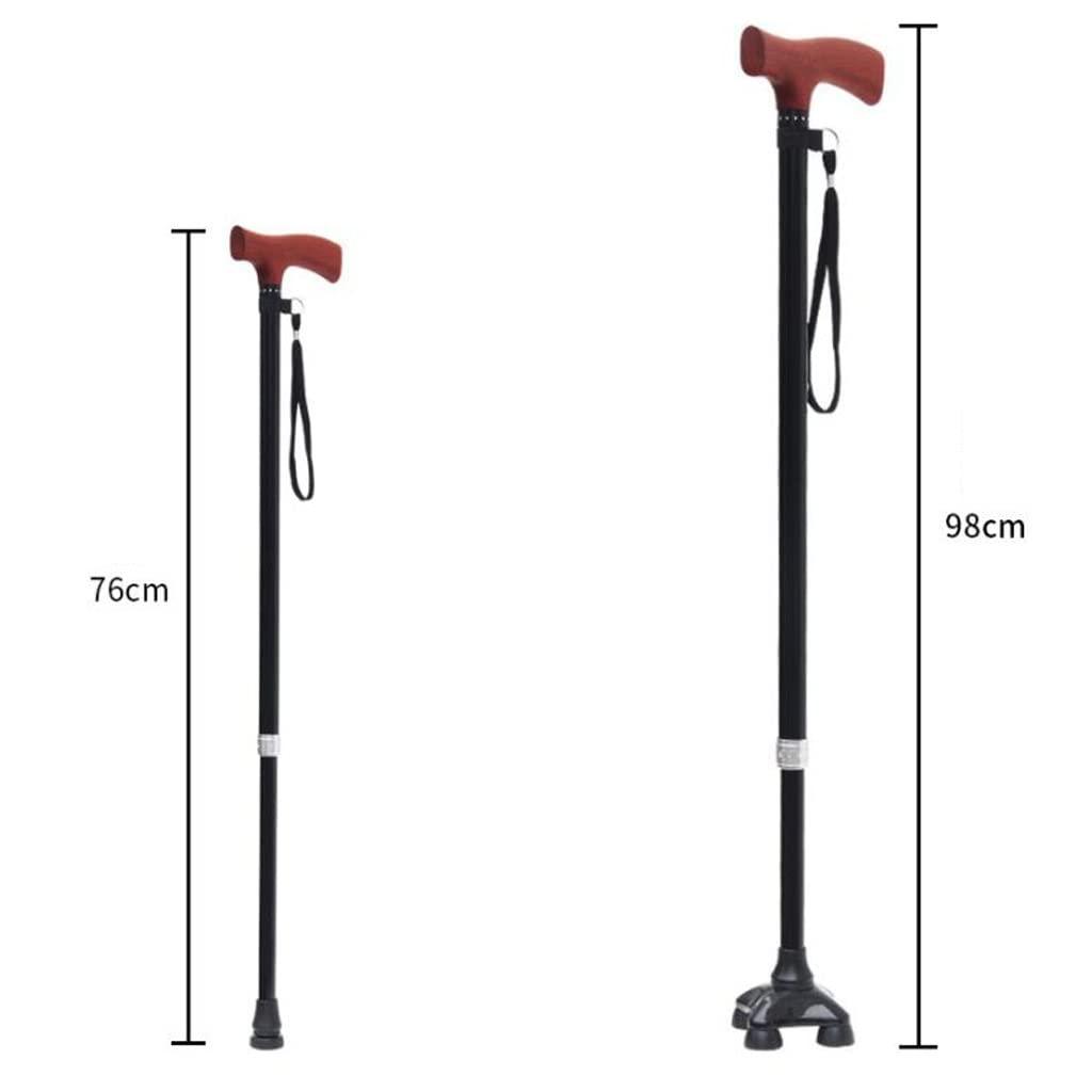 JQKA Aluminium Alloy Walking Stick Elderly Lightweight Telescopic Elderly Walking Stick With Light Non-slip Walking Aid Cane Single Leg