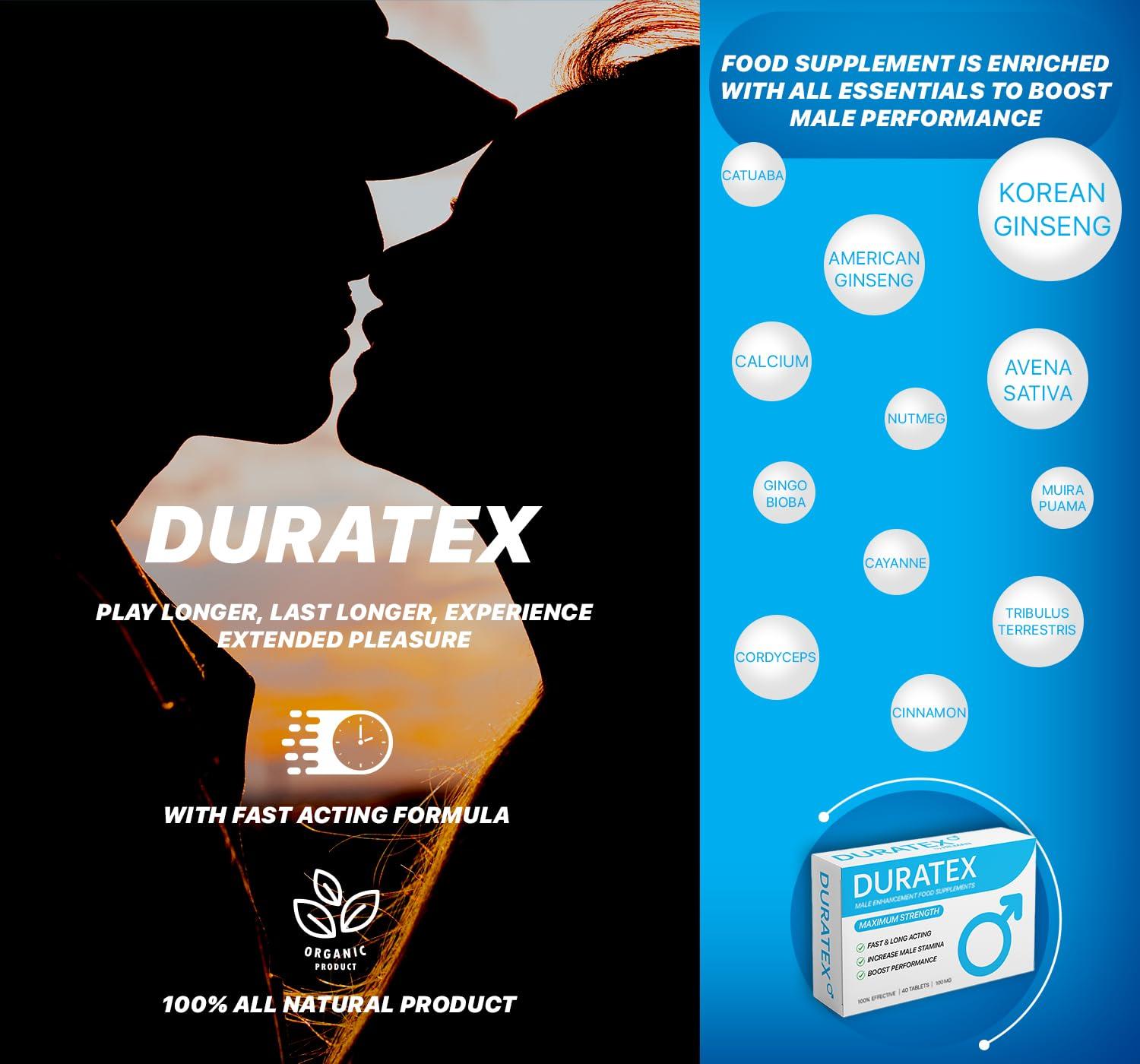 HILMAN DURATEX by Hilman Blue Pills for Men Endurance - Premium Strong 100mg Tablets for Enhanced Stamina Firm Performance Power Booster Herbal Male Food Supplements for Long Lasting (40 Count (Pack of 1))