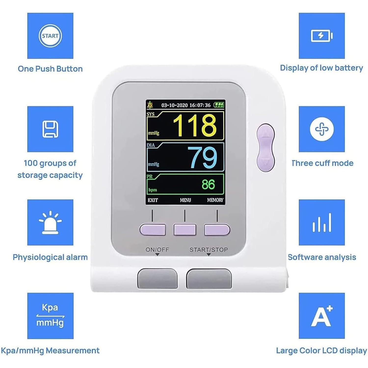 GXLDIANPU Veterinary Blood Pressure Monitor Cuff, Veterinary Electronic Sphygmomanom, with 3 Cuffs, Large Capacity Storage Of 100 Sets Of Data, 2.8-inch Color LCD Display, for Dog/cat/Pets Animal Care