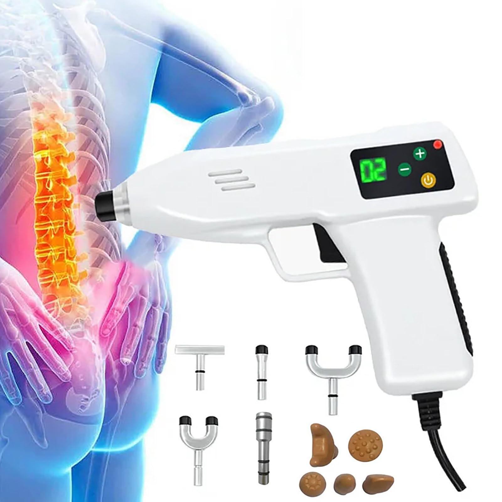 hKjPlvf Chiropractic Adjusting Tool, Chiropractic Activator Spinal Correction Massager, Electric Correction Massage Guns Activator Cervical Massager, LED Display, 4 Massage Strength (100-400N)